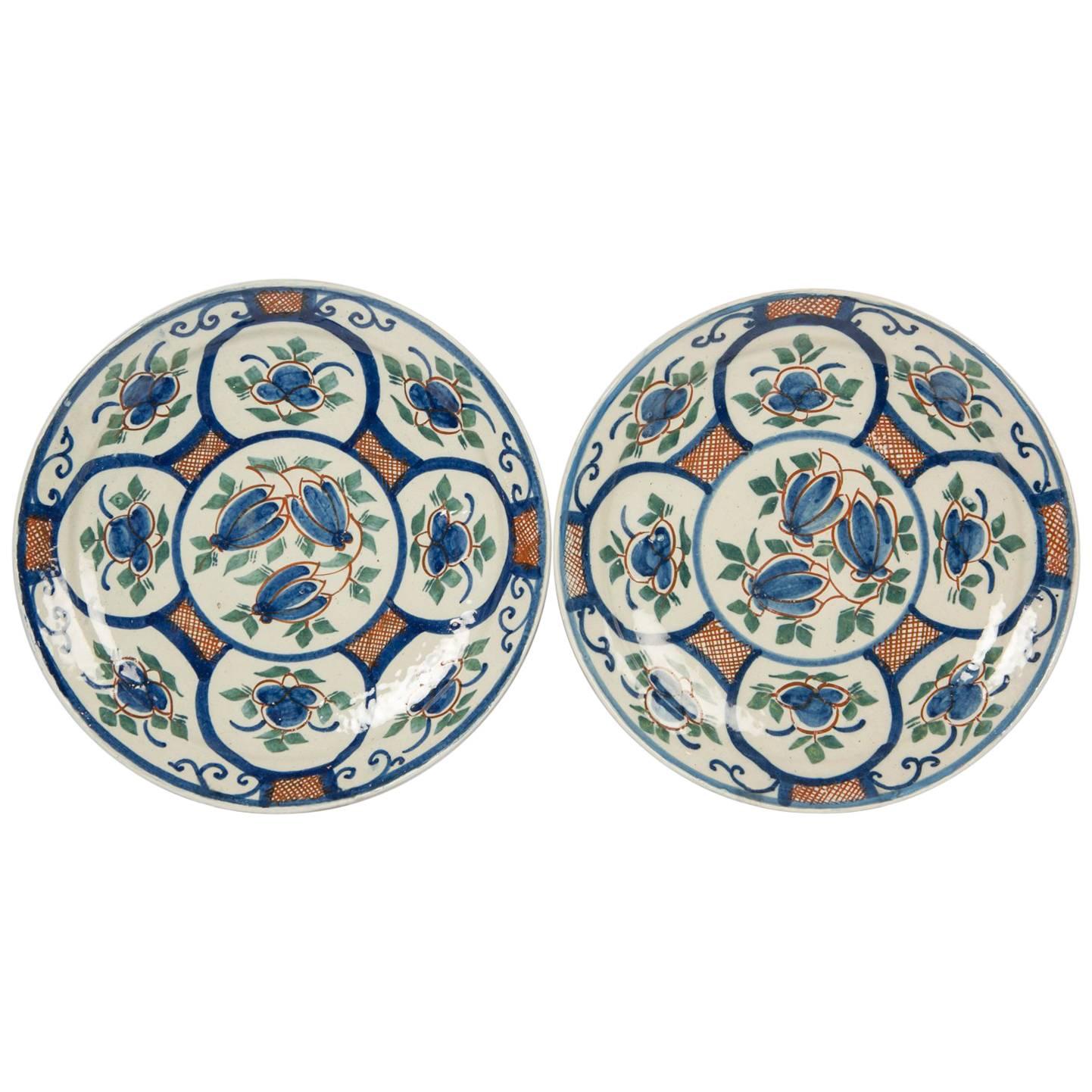 Pair of Dutch Delft Pancake Plates