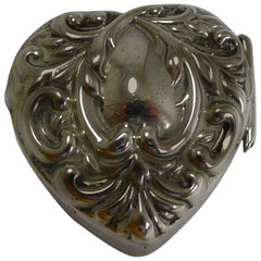 Petite Antique English Heart Shaped Pill Box, 1901