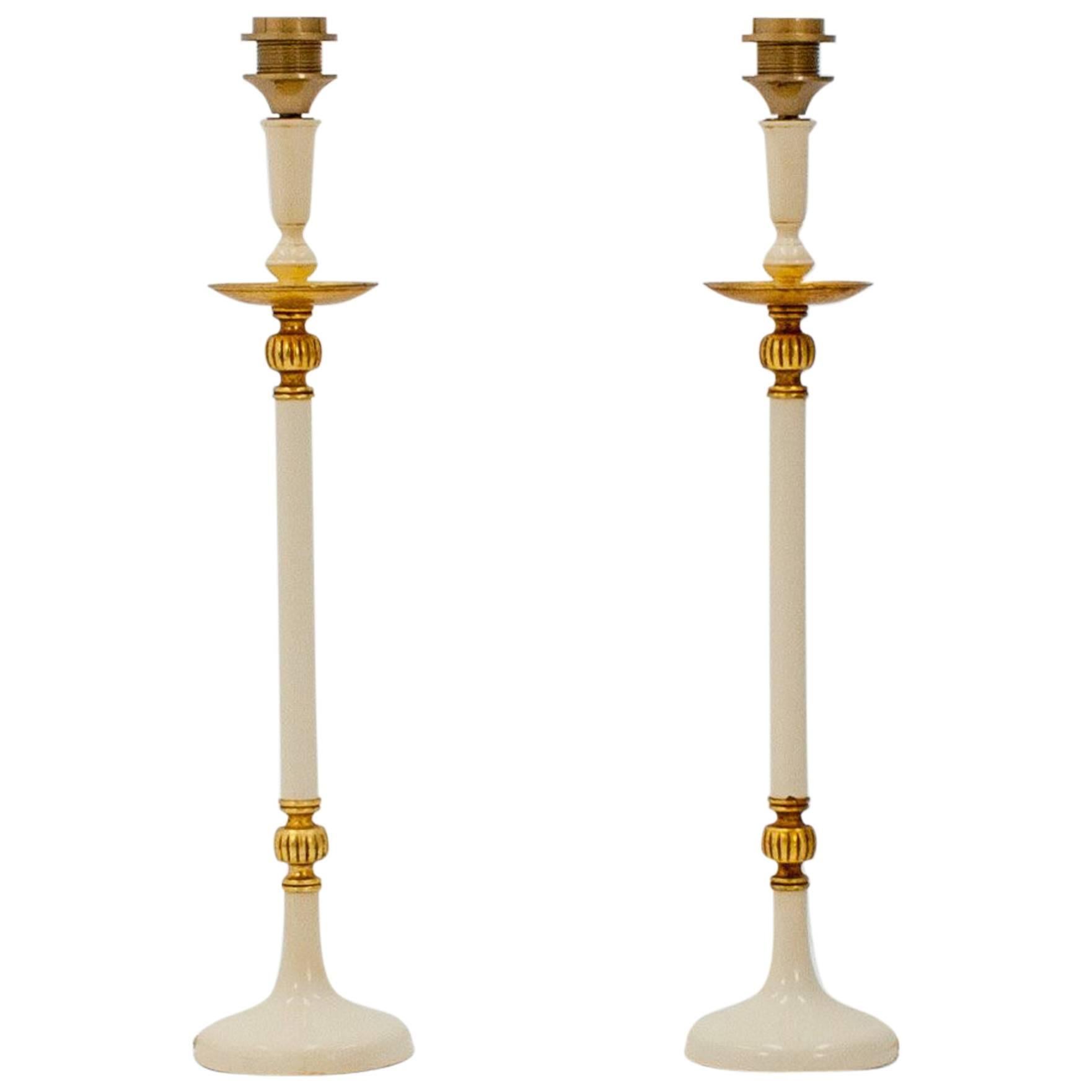 Pair of Hollywood Regency Style Table Lamp Bases, Italy, 1970s