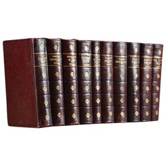 Antique Collection of Ten Leather Bound Charles Dickens Novels