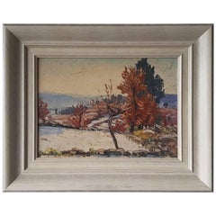 French Painter Jehan Berjonneau, 1944 French Winter Landscape