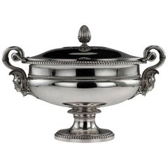 Antique French Solid Silver Soup Tureen, Jean-Charles Cahier, Paris, circa 1820