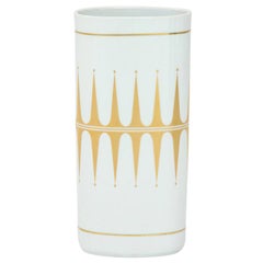 Vintage Hutschenreuther Vase, Porcelain, White, Gold, Signed