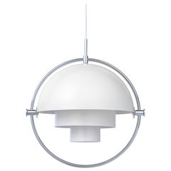 Louis Weisdorf 'Multi-Lite' Pendant Lamp in White and Chrome