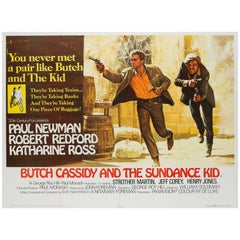 Used Butch Cassidy and the Sundance Kid UK Film Poster, Art by Tom Beauvais, 1969