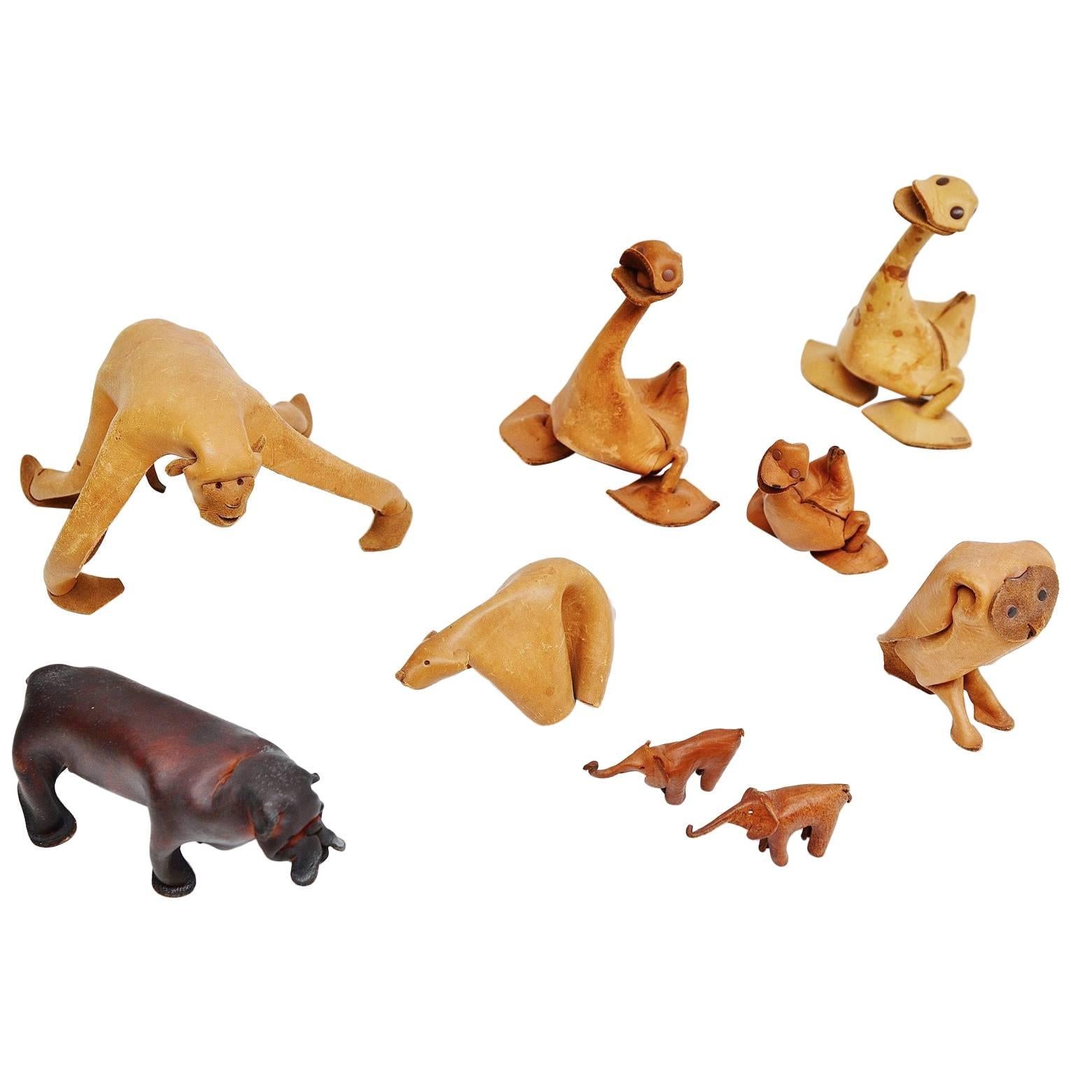 Deru Leather Crafted Set of Animals, 1960 at 1stDibs | deru leather animals,  leather animals for sale, leather animal sculptures