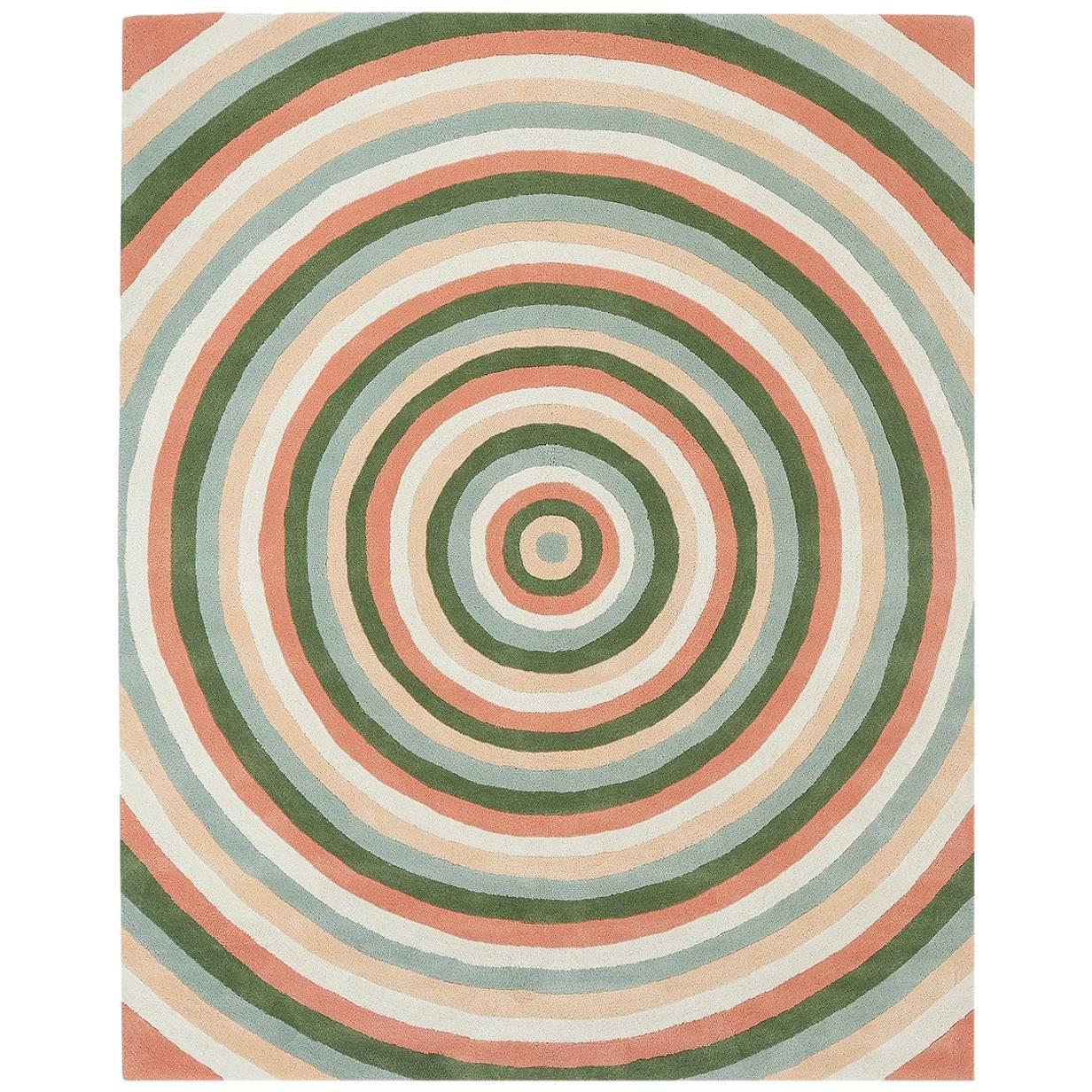 Angela Adams Infinity, Pink Rug, Geometric Circles, Wool, Handcrafted, Modern For Sale