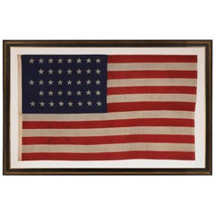 Antique 38 Stars in a "Notched" Pattern on a Clamp-Dyed American Flag