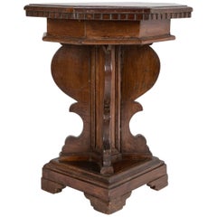 Antique Italian Baroque Walnut Octagonal Side Table