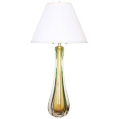 Murano Glass Lamp by Seguso in Green and Amber