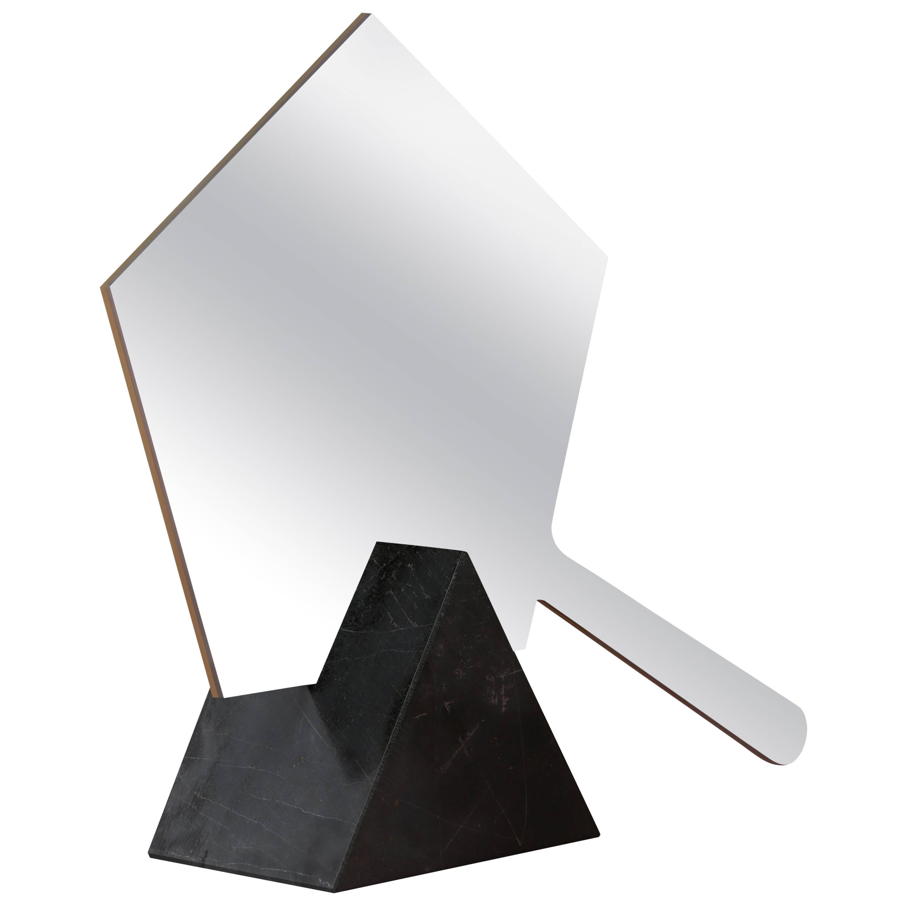 Ashkal Small Mirror 'Pentagonal Model' with Marble, Brass or Metal base