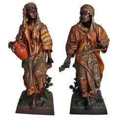 Superb Pair of Orientalist Spelter Sculptures by Anatole Guillot, 19th Century