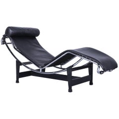 Cassina Le Corbusier LC 4 Chaise Lounge by Le Corbusier, Black Leather Bauhaus