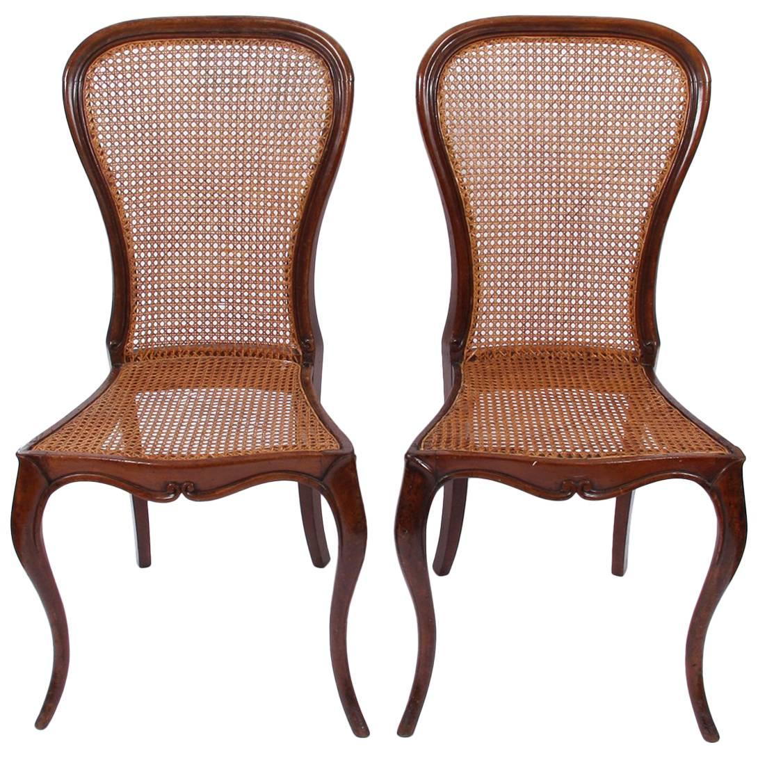 Pair of Early 20th Century Italian Caned Chairs