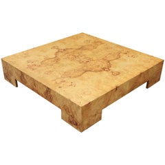 Modern Square Burl Walnut Coffee Table by Milo Baughman for Thayer Coggin