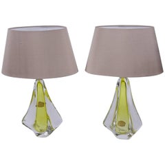 Pair of Mid-20th Century Glass Table Lamps by Val St Lambert