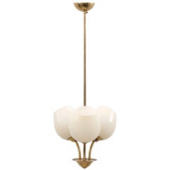 Three-Arm Ceiling Brass Lamp Model ER 86/3 by Itsu, Finland, 1950s