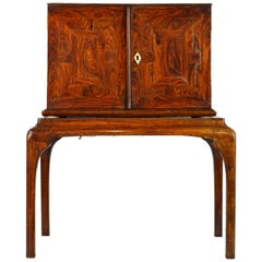 Italian Baroque Style Walnut Parquetry Jewelry Cabinet on Stand
