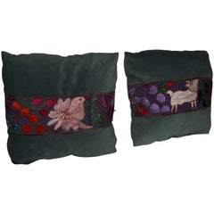 Throw Pillows with Trim from an Antique Peruvian Ceremonial Scarf