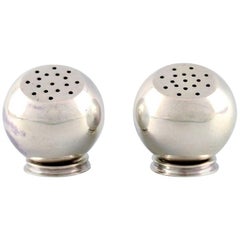 Franz Hingelberg, Pair of Modernistic Salt and Pepper Shakers, Sterling Silver