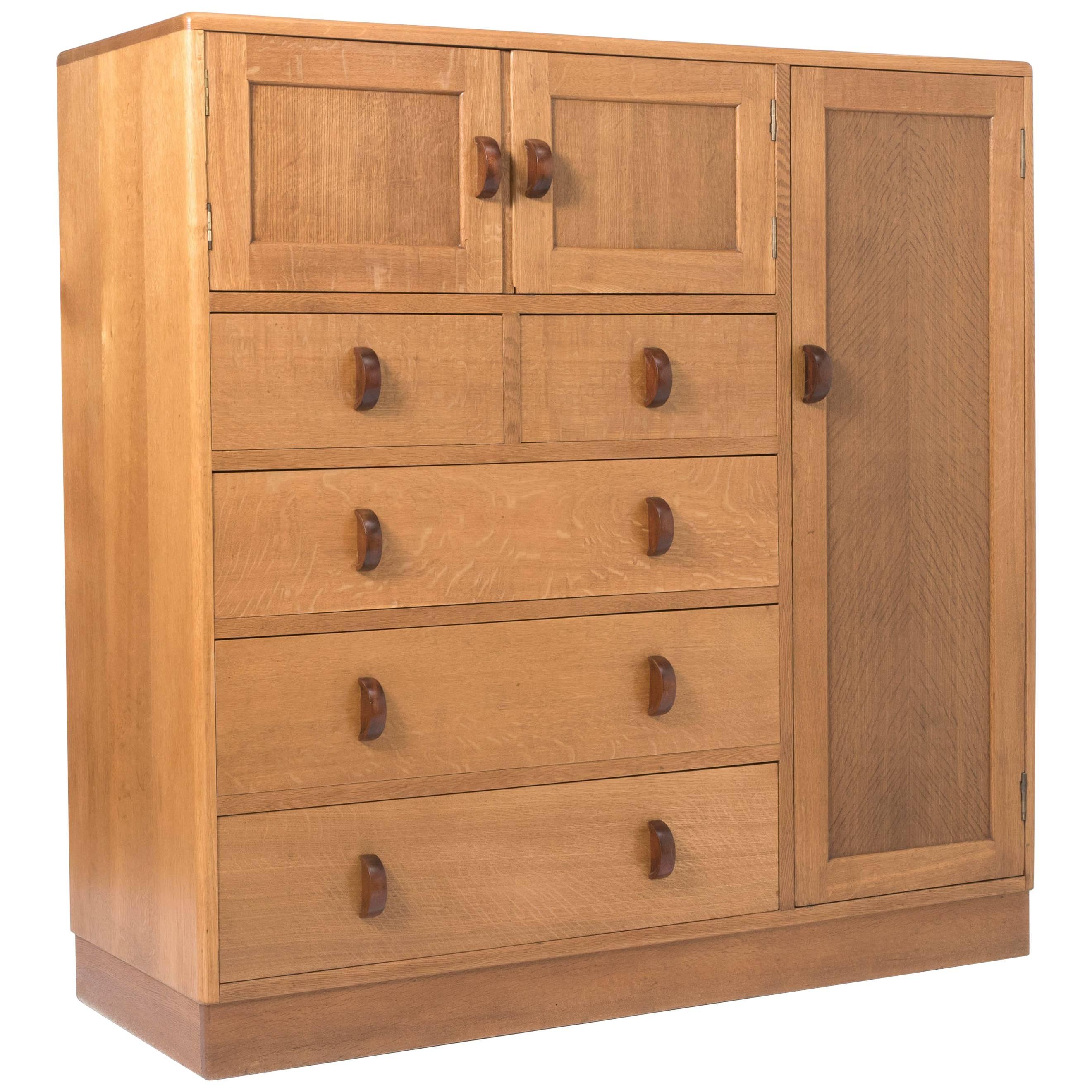 Heals of London Oak Wardrobe Compendium, England, circa 1930