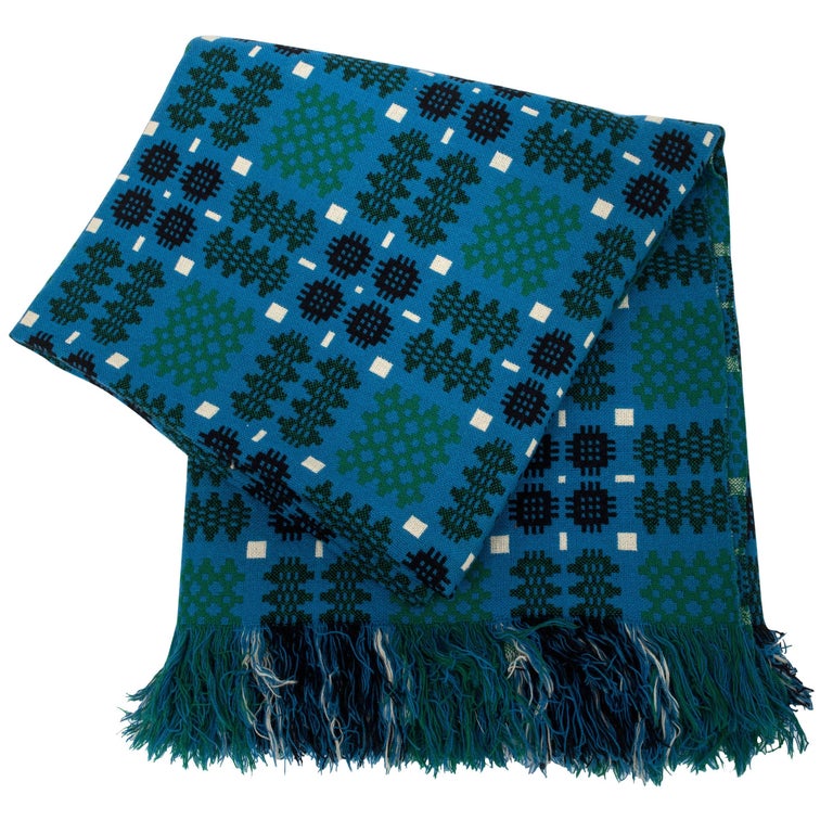 Welsh green-and-blue double blanket, 1970–79
