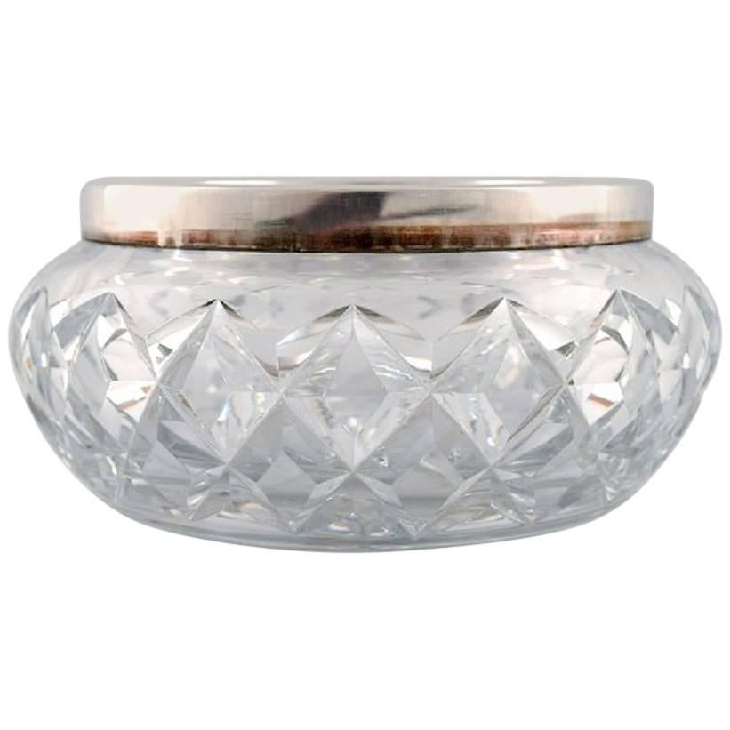 Crystal Bowl with Silver Border, 1930s-1940s For Sale