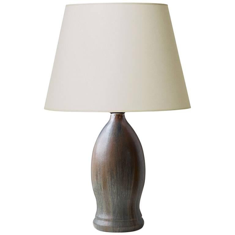 Table Lamp with CognacCharcoal Glazing by Patrick Nordström For Sale