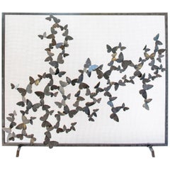 Bespoke Hand-Wrought Iron Butterfly Fireplace Screen Spark Guard