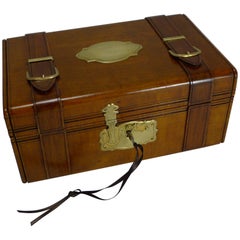 Antique Hand-Carved French Jewelry Box, Miniature Trunk, circa 1880