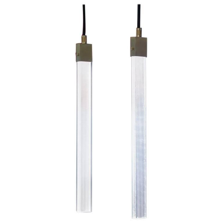 Rectangular Ceiling Lamp in Brass and Polycarbonate Gems For Sale