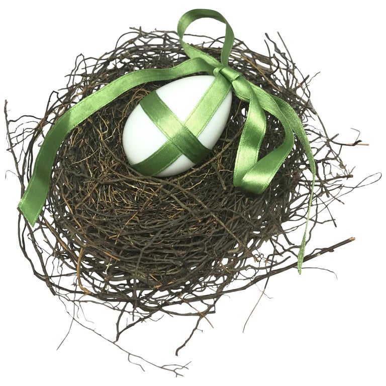 Milk Glass Egg with Nest For Sale at 1stDibs