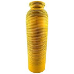 Gefle, Bo Fajans Floor Vase in Modern Design, Yellow-Glazed, Marked, 1950s-1960s