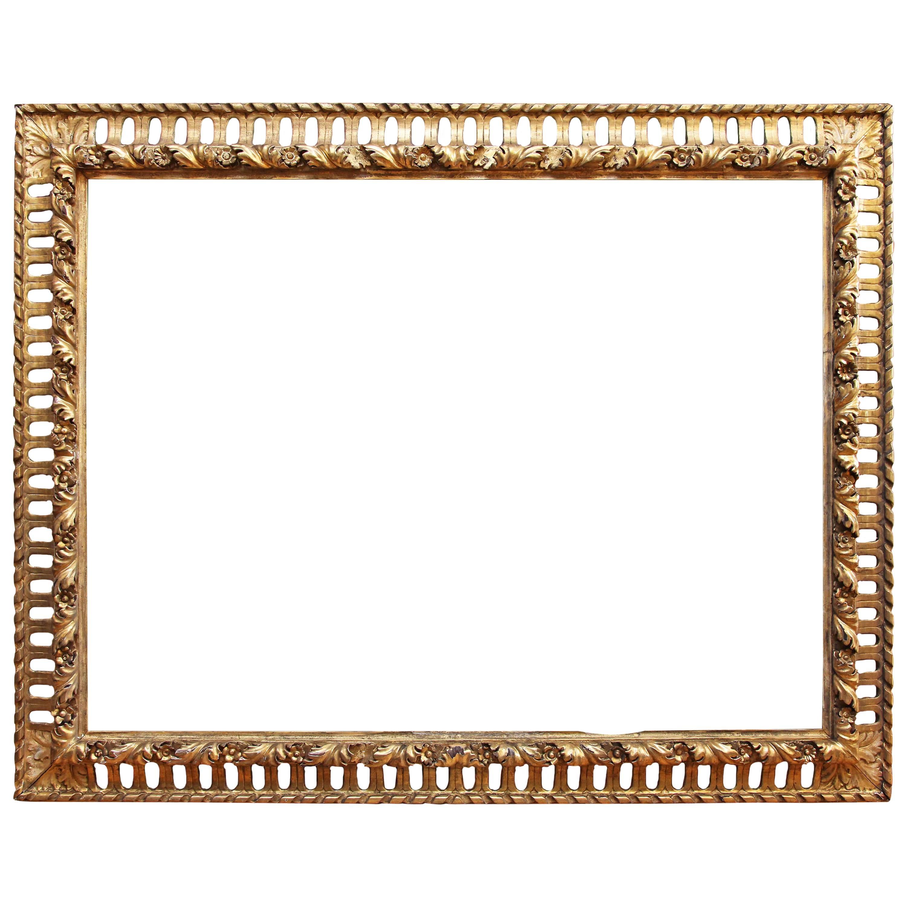 Baroque Frame Italian Gold Leaf 19th Century Painting or Mirror Frame