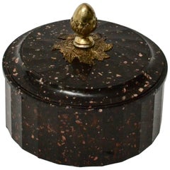 Swedish Porphyry Box with Silver-Plated Bronze Mounts, Early 19th Century