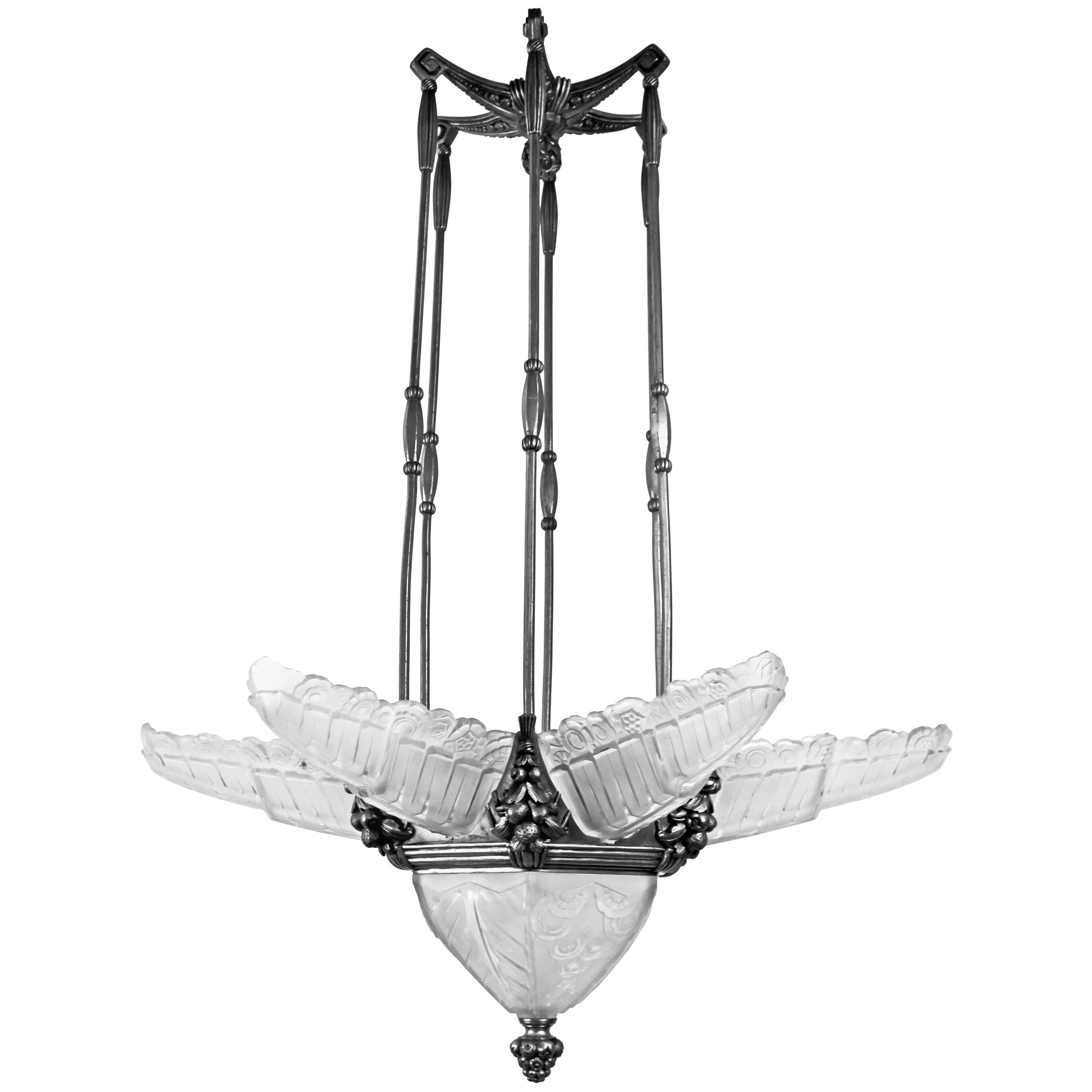 Art Deco Chandelier by Ernest Sabino For Sale