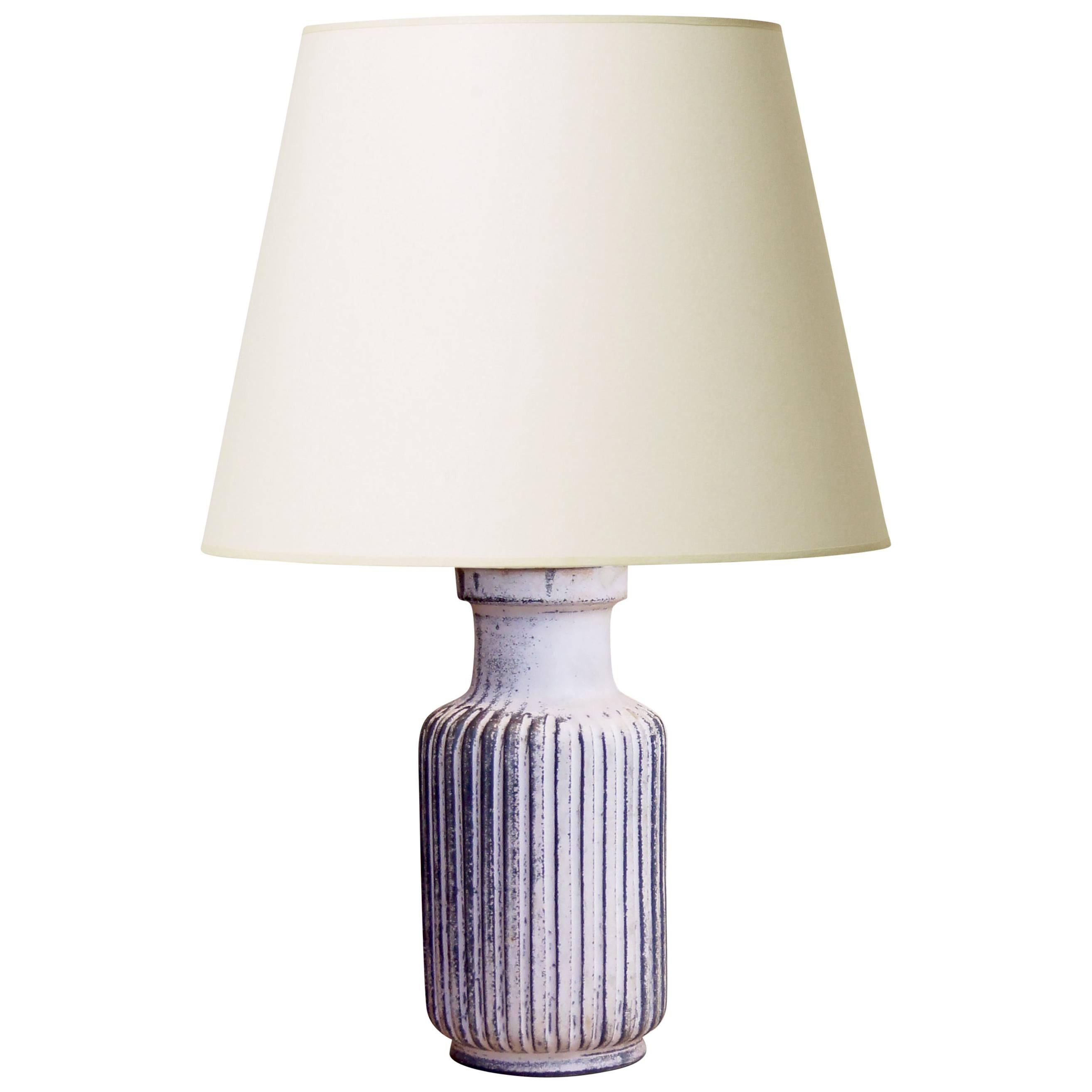 Table Lamp by Svend Hammershøi with Pale Rose-Black Glazing For Sale