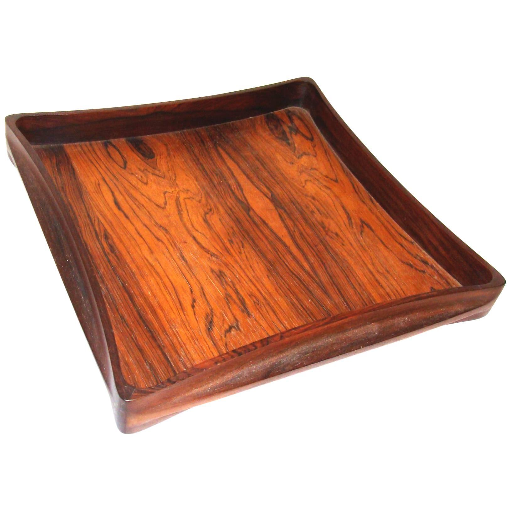 Rare IHQ/Dansk Sculpted Rosewood Tray For Sale