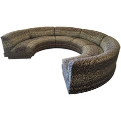 Vintage Leopard Print Bernhardt Circular Sectional Sofa