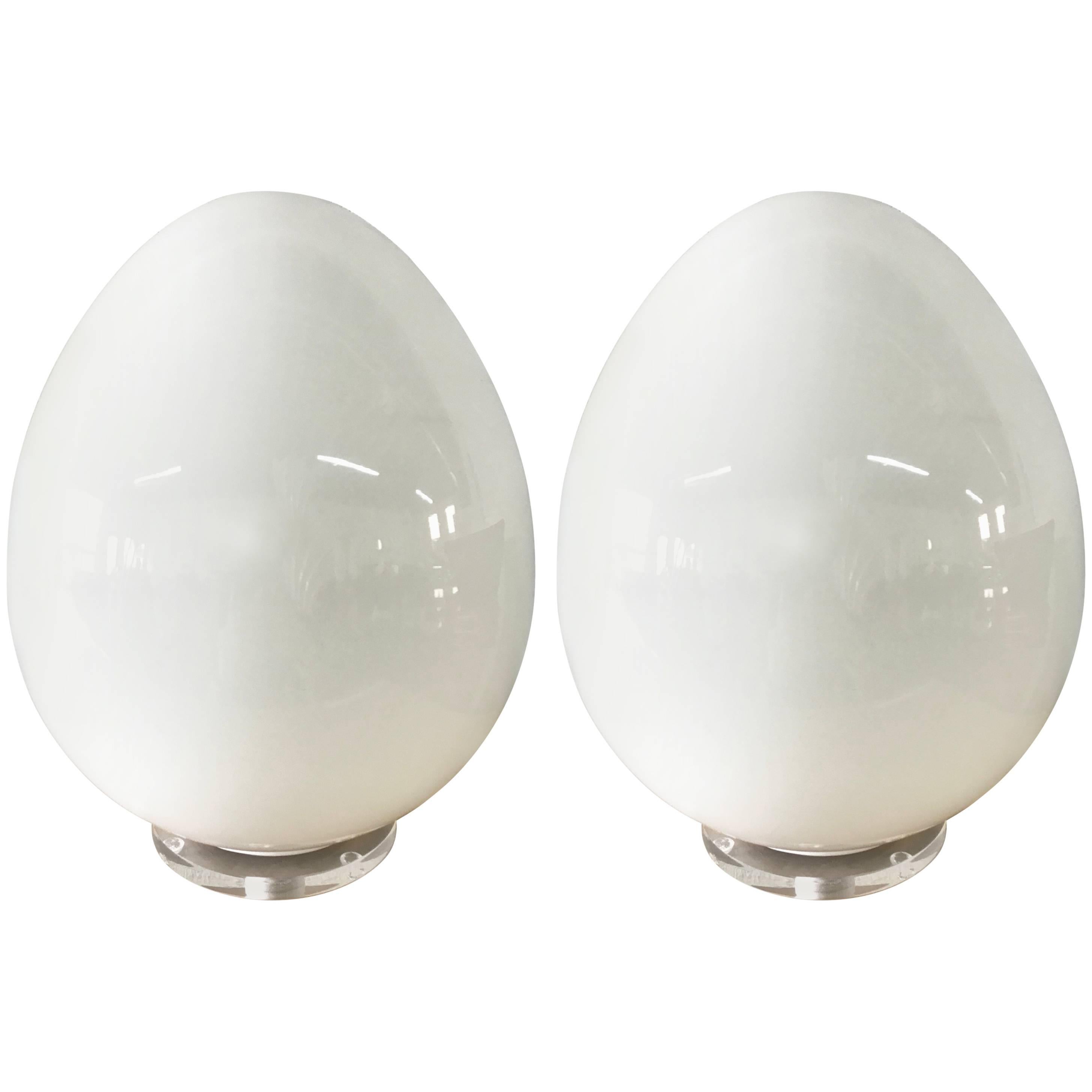 Pair of Vietri Murano Glass Egg Lamps