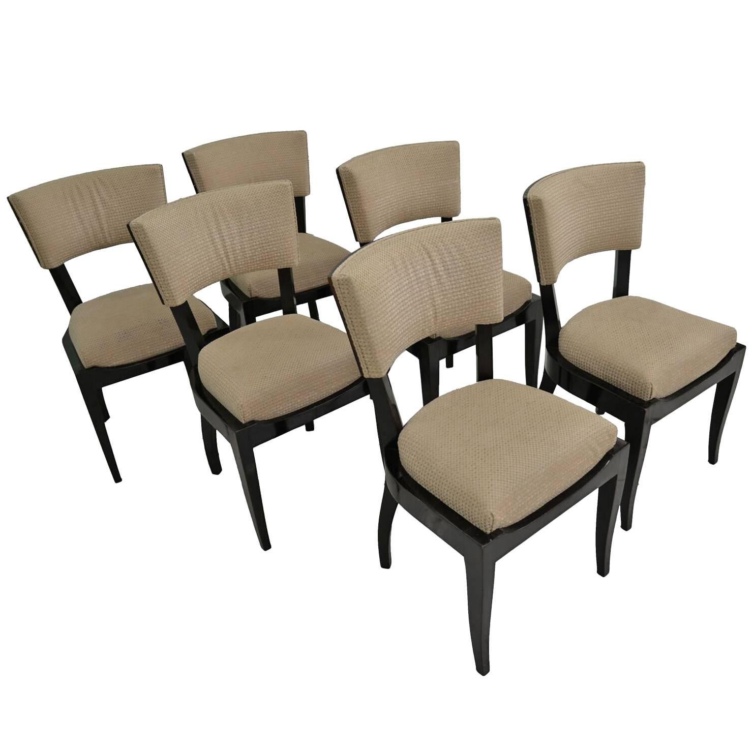 Set of Six Art Deco Dining Chairs Ebony Macassar Wood
