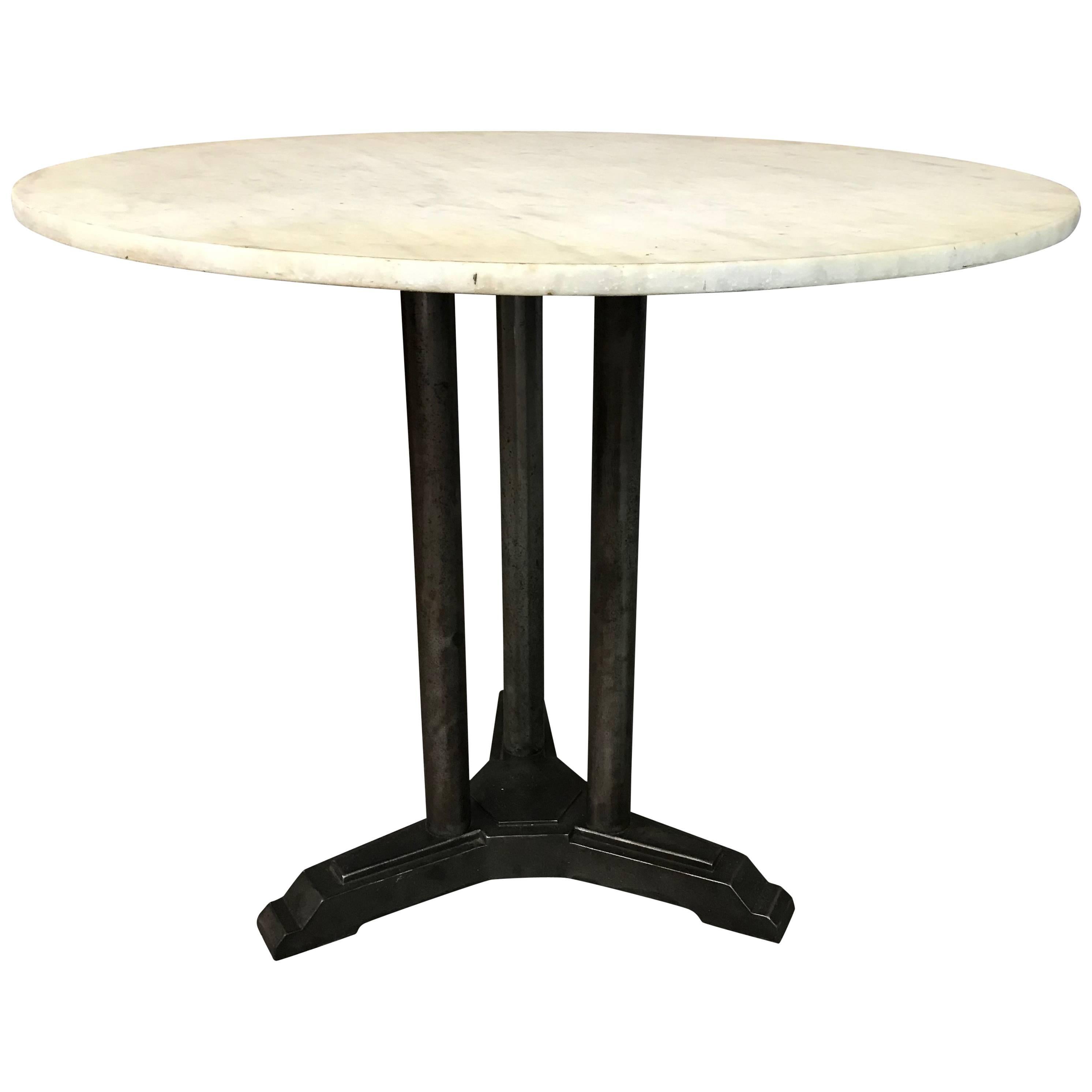 Art Deco Round Marble Cast Iron Dining Table