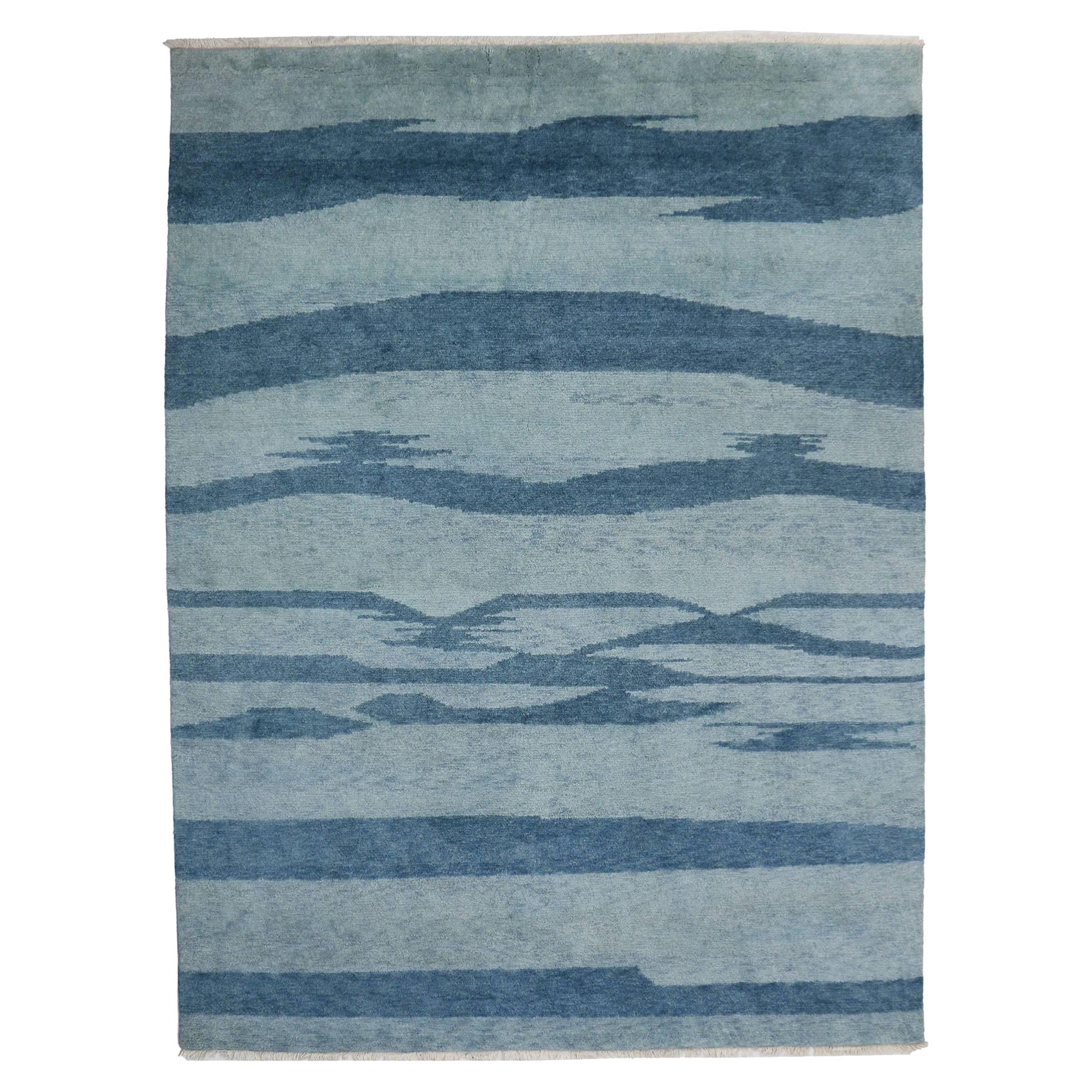 New Contemporary Moroccan Area Rug with Modern Coastal Beach Style
