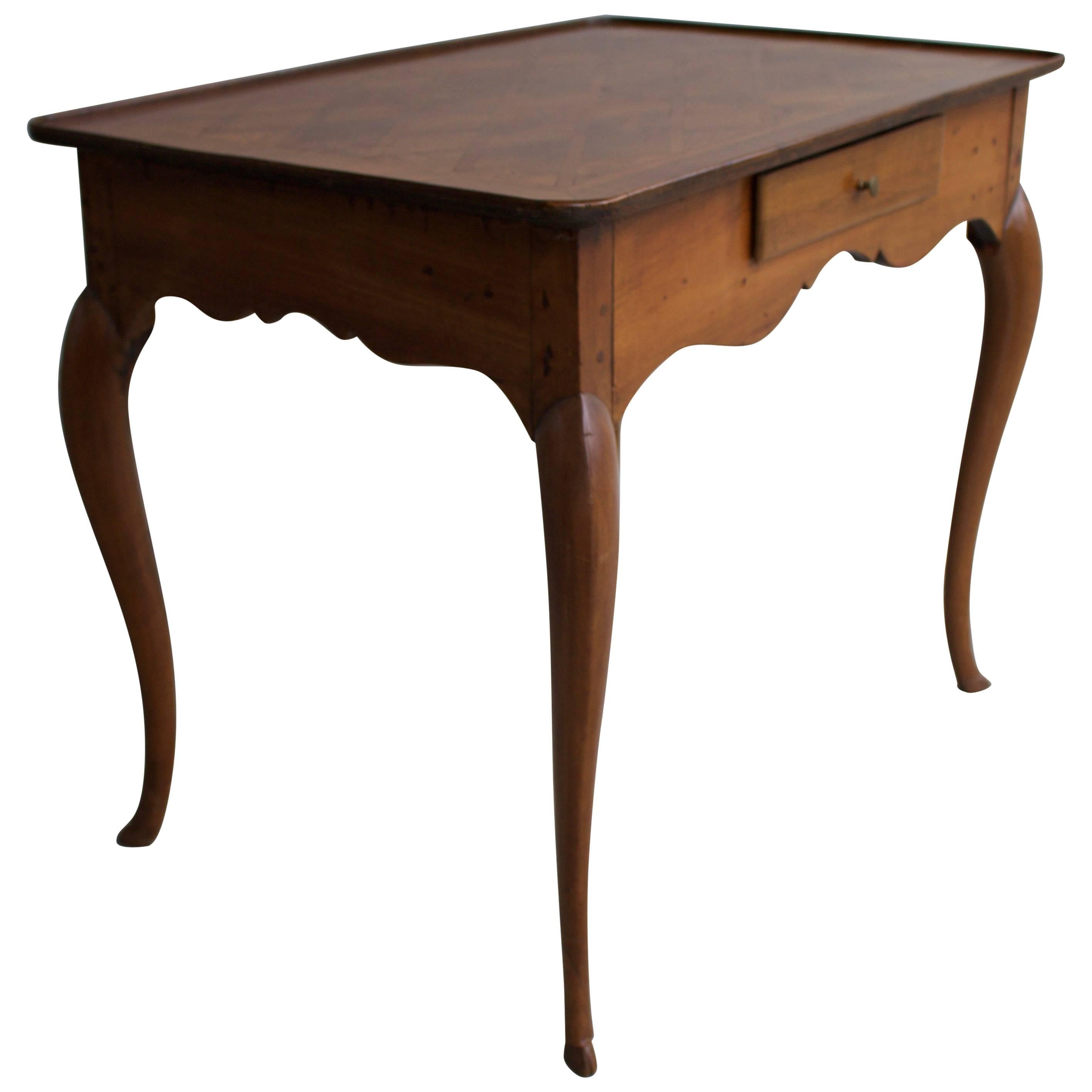 18th Century Swiss Walnut Writing Table with Parquetry Top For Sale