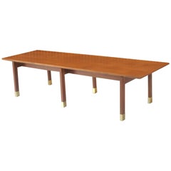 Harvey Probber Style Walnut and Brass Bench Coffee Table
