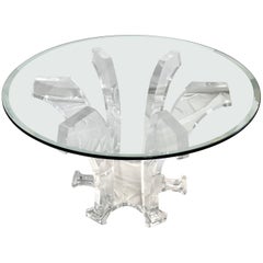 Charles Hollis Jones Mid-Century Modern Round Lucite and Glass Dining Table