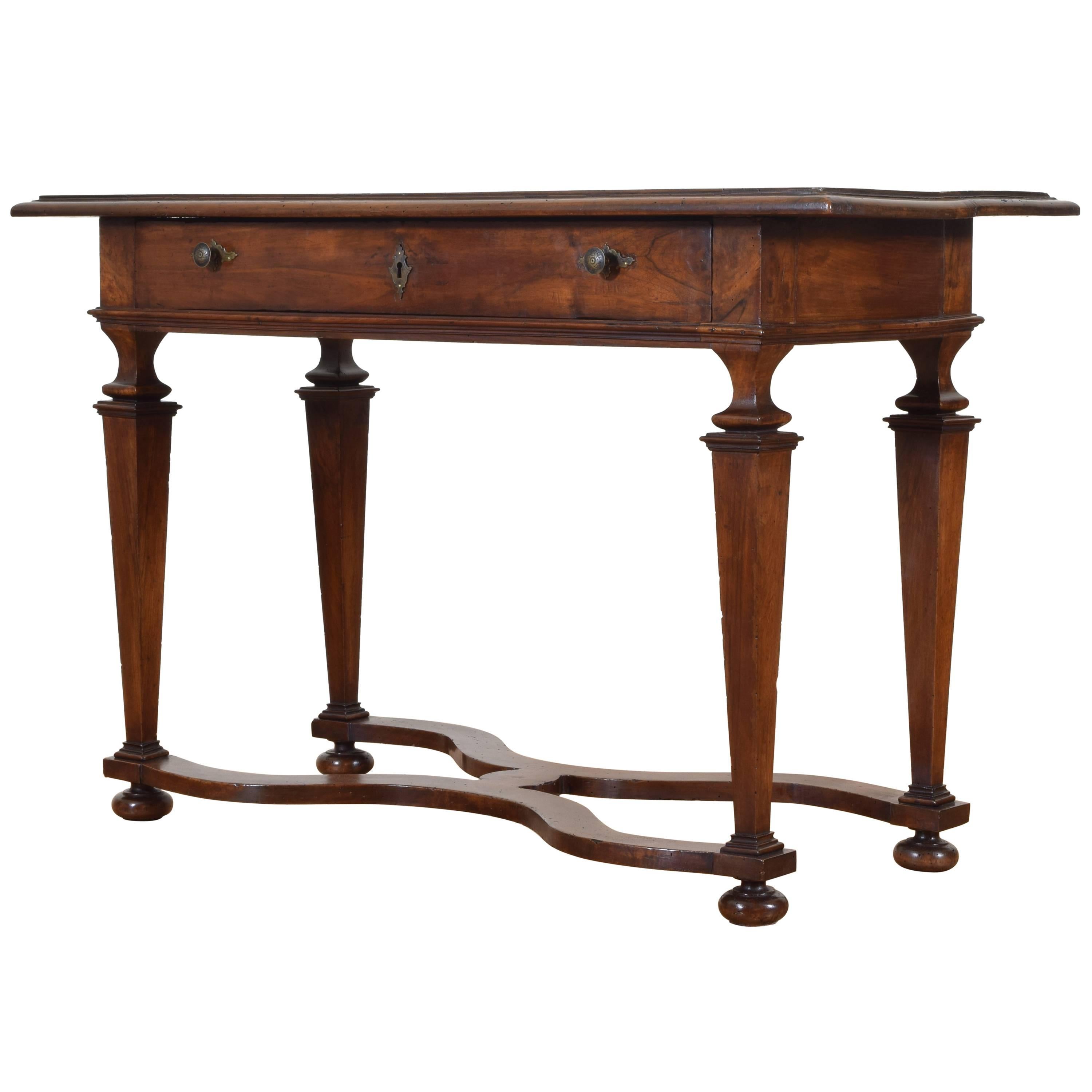 Italian Louis XIV Period Walnut One Drawer Console Table, Early 18th Century