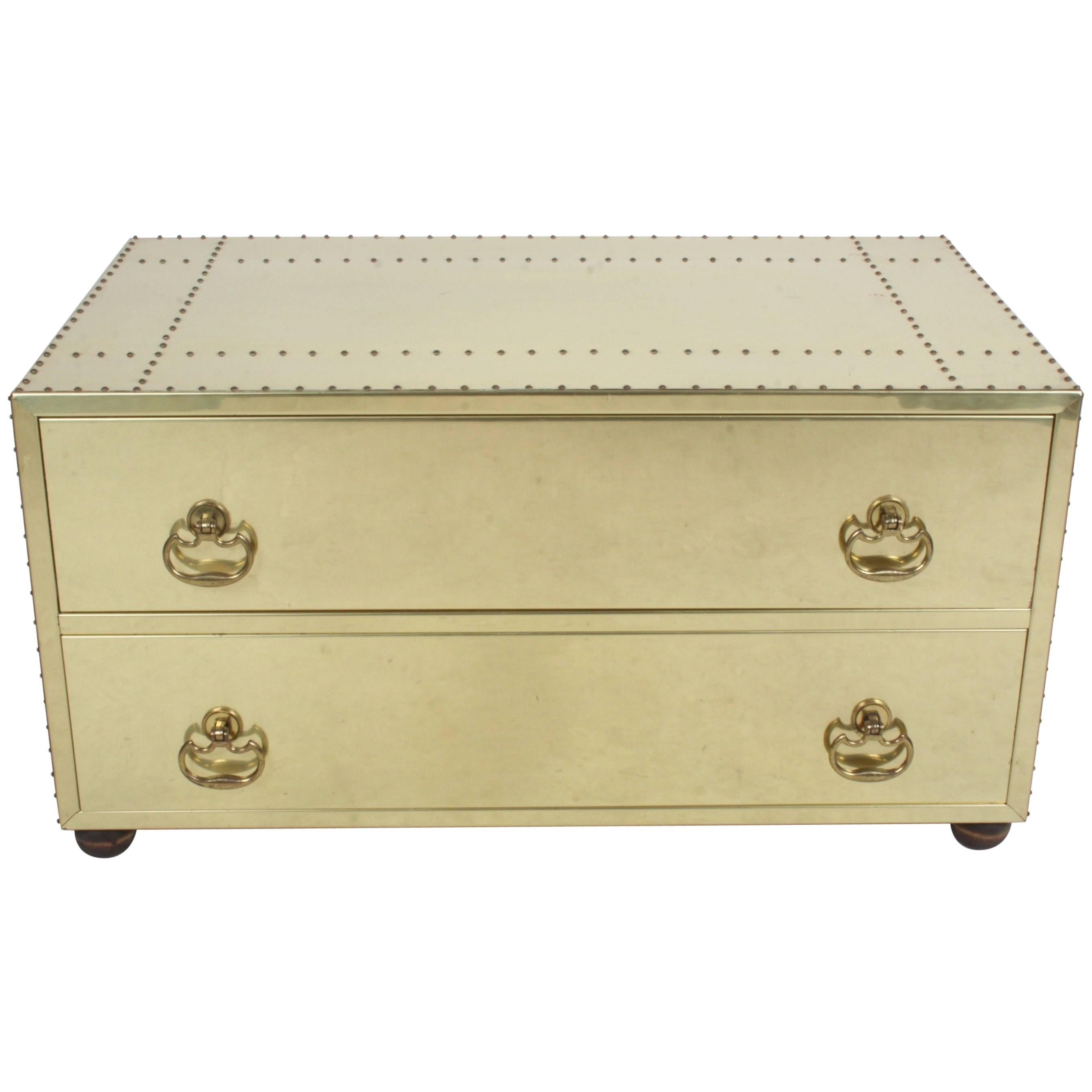 Sarreid Style Brass Clad and Studded Chest