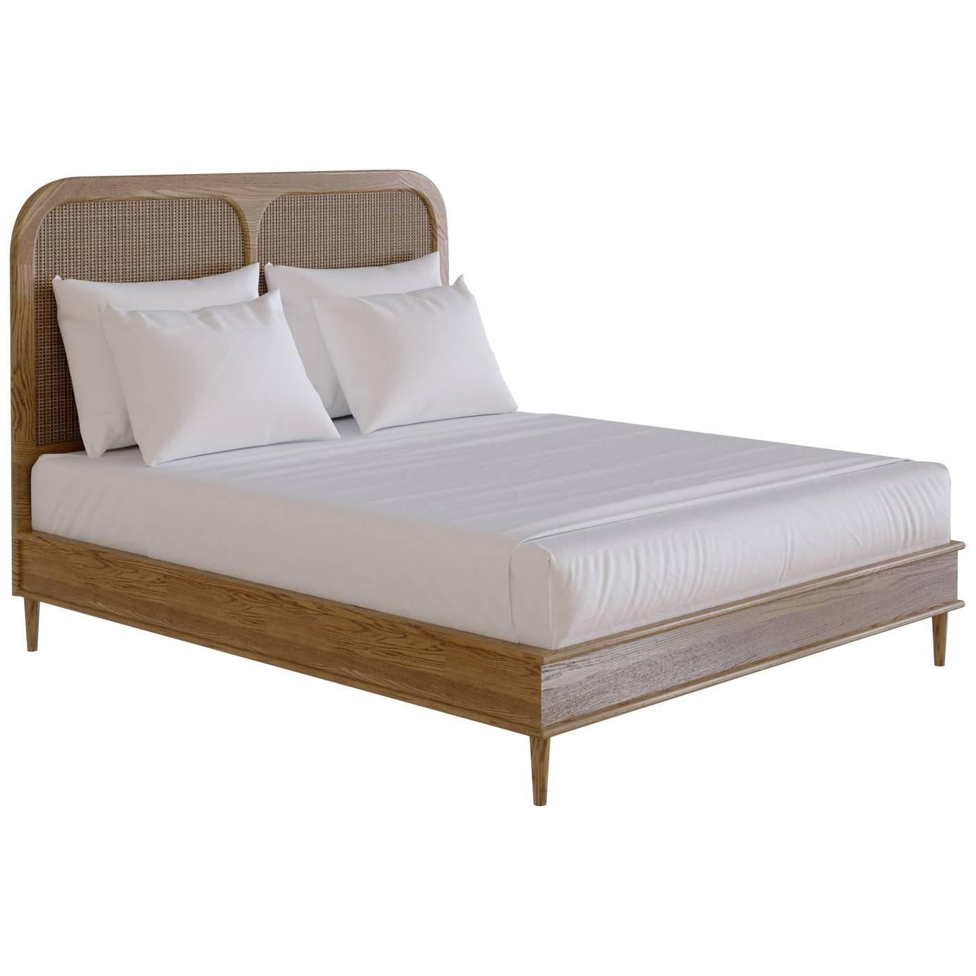 The Sanders Bed by Lind + Almond in Oak and Rattan (Euro Double)