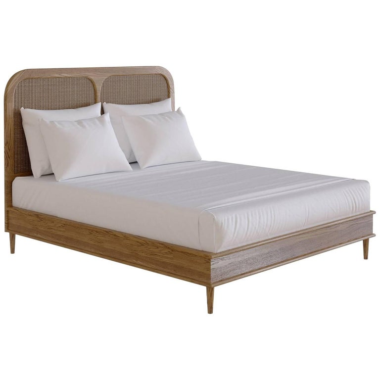 The Sanders Bed by Lind + Almond in Oak and Rattan (Euro Double) For Sale